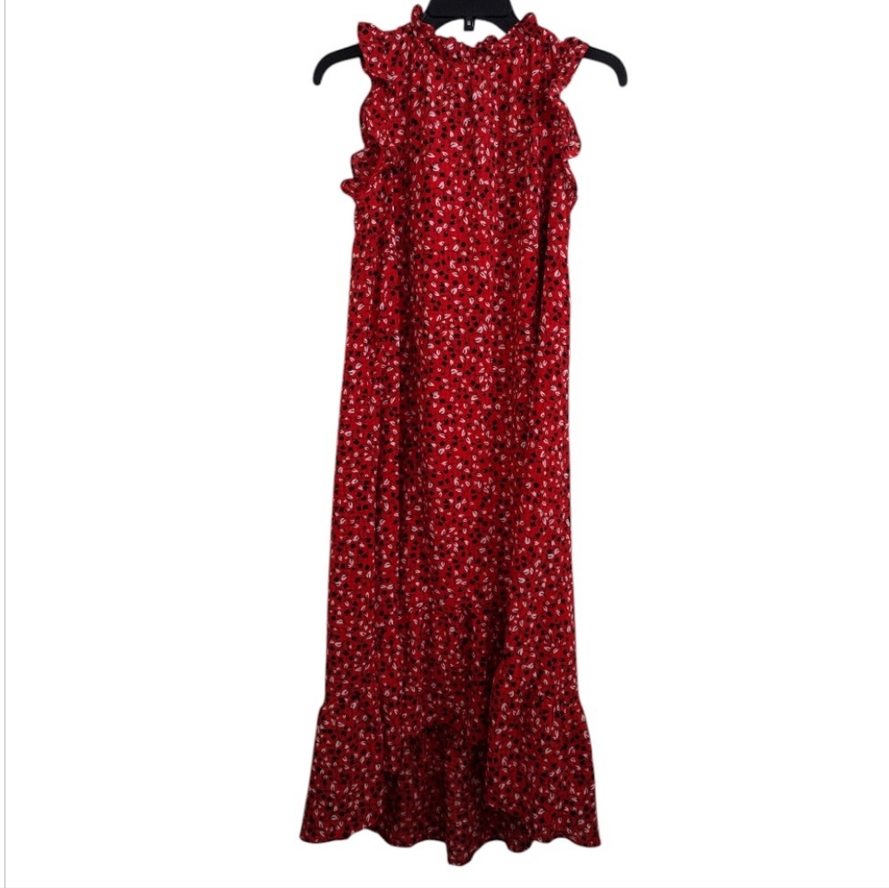 Who What Wear Red Floral Sleeveless High Low Dress Size XS